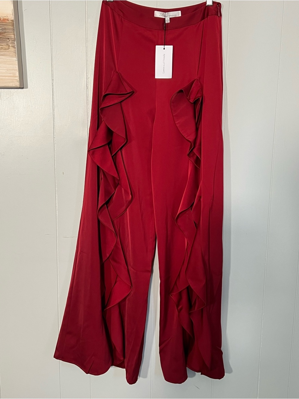 LOVERS + FRIENDS ADAGIO RUFFLE PANT 
Women's Red Ruffle Split-Leg Wide Pants - Picture 3 of 7
